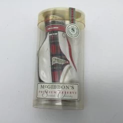 Sac De Golf 'Stuart Bag' En Céramique De 11 Cm De Haut Rempli De 50 Ml 43% Scotch Whisky De Mc Gibbon's, Couleur Rouge Et Tartan, Pour Le Collectionneur Et/ou Amateur De Whisky