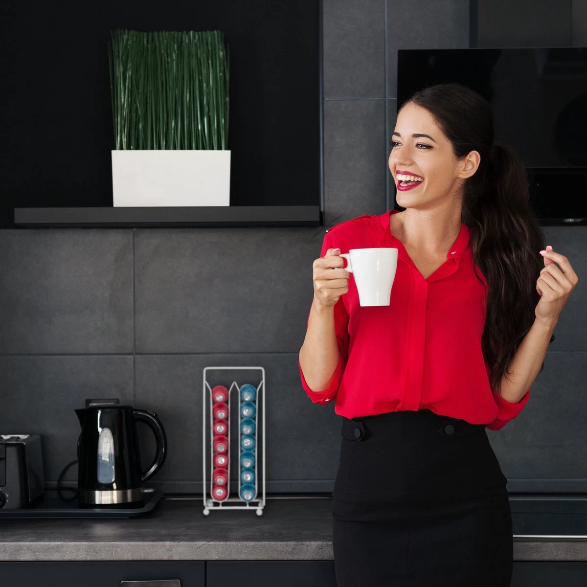 Porte-capsule Relaxdays Pour Nespresso - Porte-gobelet - Porte-gobelet à Café Pour 28 Tasses - Blanc 7 Porte-capsule Relaxdays Pour Nespresso - Porte-gobelet - Porte-gobelet à Café Pour 28 Tasses - Blanc – Image 5