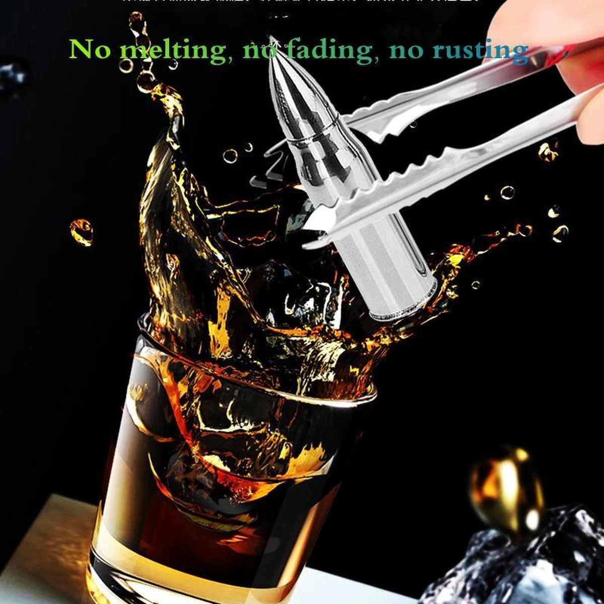 TDR-RVS 6 Pierres à Whisky-avec Une Forme De Balle-réutilisable-argent 12 TDR-RVS 6 Pierres à Whisky-avec Une Forme De Balle-réutilisable-argent – Image 10