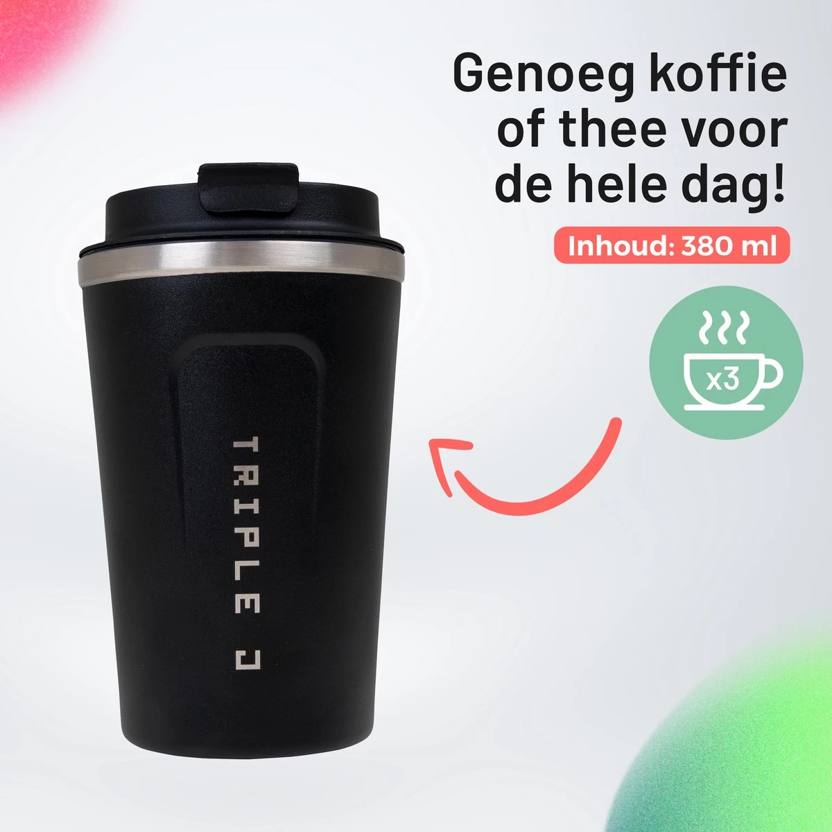 Triple J - Tasse à Café à Go | Flacon Thermos étanche | Bouteille Thermos | Tasse De Voyage En Acier Inoxydable | Tasse De Voyage à Double Paroi | 380 Ml | Noir 4 Triple J - Tasse à Café à Go | Flacon Thermos étanche | Bouteille Thermos | Tasse De Voyage En Acier Inoxydable | Tasse De Voyage à Double Paroi | 380 Ml | Noir – Image 2