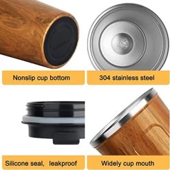 Tasse Thermos - Tasse à Café Acier Inoxydable, Double Paroi, Isotherme, étanche, Tasse De Voyage Avec Couvercle, Tasse à Café à Emporter / Tasse Thermos - Tasse à Coffee / Boissons Chaudes Et Froides 380ml -Dégustation Délicate 1200x1200 2001