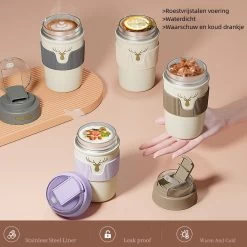 Floraweg Cup - Gobelet To GO - Anti-fuite Double Paroi, Acier Inoxydable 316, Tasse Thermos Tasse à Café - Café Et Thee - 400 Ml Zwart -Dégustation Délicate 1200x1200 2015