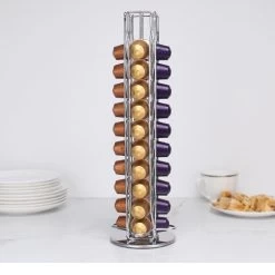 Porte-capsule YUNICS - Convient Pour Nespresso - Porte-gobelet - 40 Capsules - Acier Inoxydable - Chrome