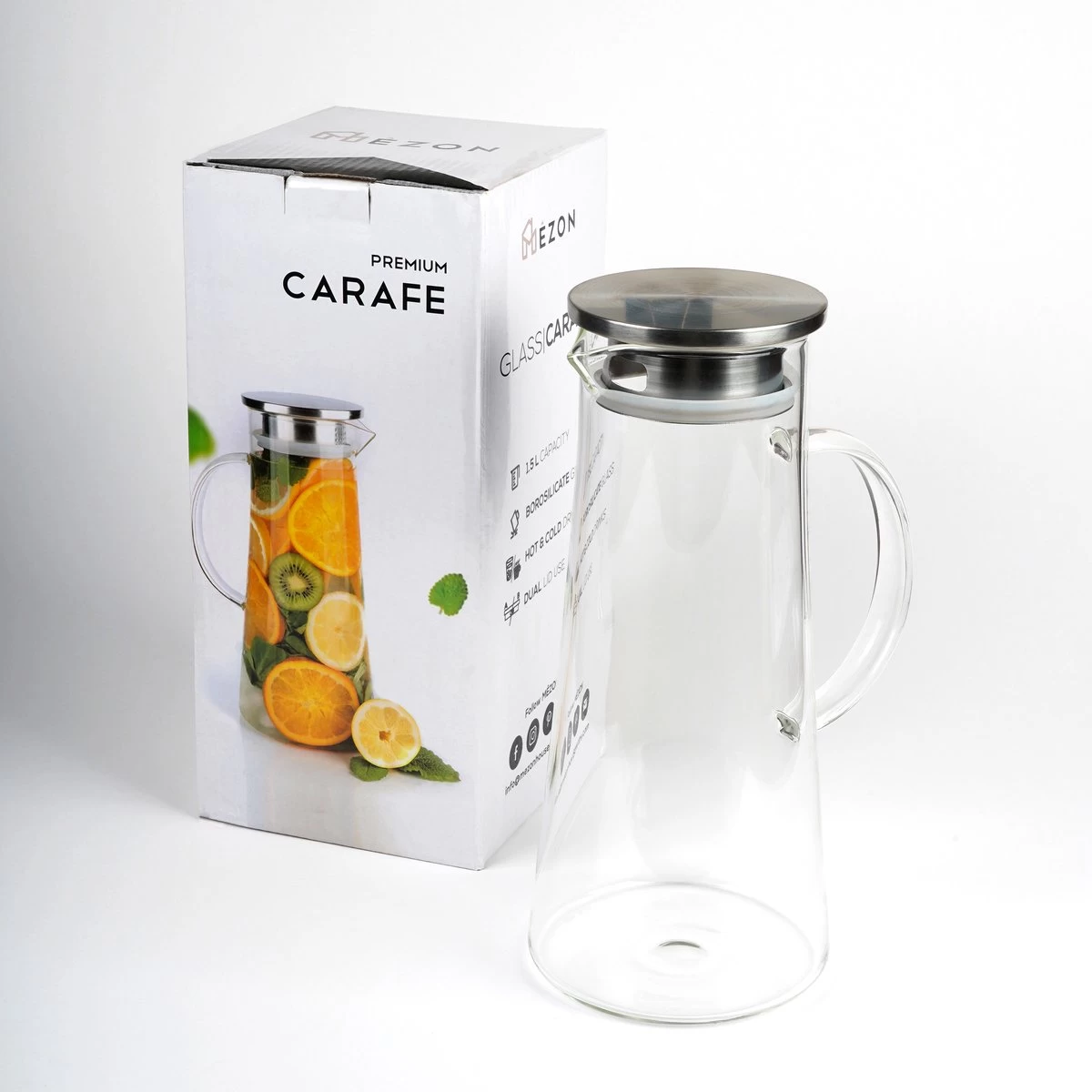 Pichet à Eau En Verres MÊZON® - Carafe à Eau Pour Eau De Fruits - Carafe Multifonctionnelle - Pichet Avec Couvercle - Capacité 1,5L 9 Pichet à Eau En Verres MÊZON® - Carafe à Eau Pour Eau De Fruits - Carafe Multifonctionnelle - Pichet Avec Couvercle - Capacité 1,5L – Image 7