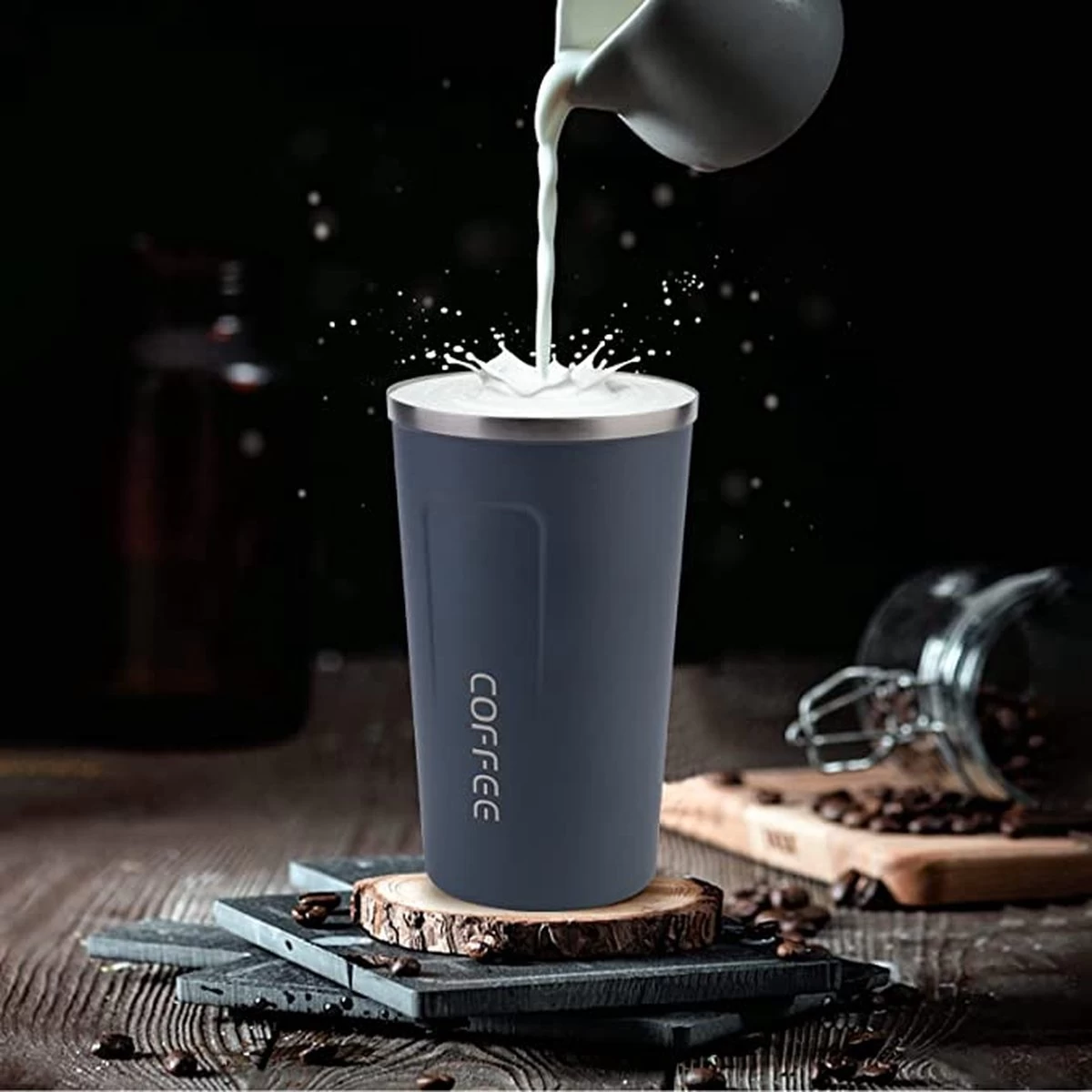 Tasse Thermos - Mug De Voyage - Tasse Thermos Café - Tasse à Café à Emporter - Double Paroi, Inox & Etanche - 380 ML - Blauw 6 Tasse Thermos - Mug De Voyage - Tasse Thermos Café - Tasse à Café à Emporter - Double Paroi, Inox & Etanche - 380 ML - Blauw – Image 4