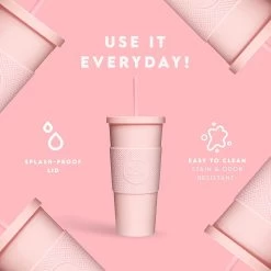 Tasse à Double Paroi De 22 Oz Avec Paille Et Couvercle, Tasse Avec Manchon En Silicone De Qualité Alimentaire, Acrylique Pastel Mat étanche, Tasse Réutilisable -Dégustation Délicate 1200x1200 2063