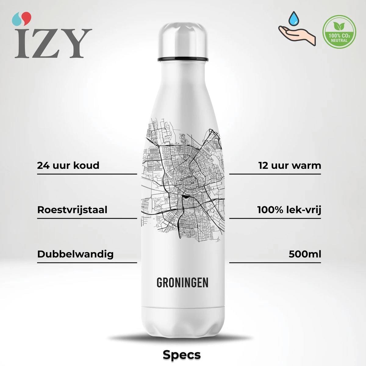 IZY Bottles X Groningue | 500 ML | Bouteille Thermos | Bouteille | Bouteille D'eau | Bouteille D'école | Bouteille Isolante | Tasse | Gobelet | Froid | Chaud | Bouteille | Retour à L'école | 500ml 4 IZY Bottles X Groningue | 500 ML | Bouteille Thermos | Bouteille | Bouteille D'eau | Bouteille D'école | Bouteille Isolante | Tasse | Gobelet | Froid | Chaud | Bouteille | Retour à L'école | 500ml – Image 2