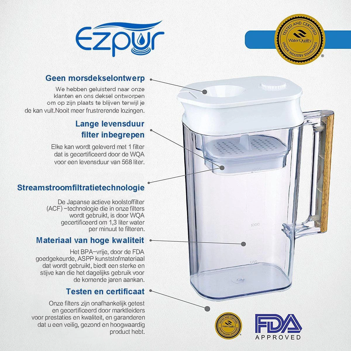 Cruche De Filtre à Eau Ezpur, Porte-filtre Durable Pour Filtre à Eau Filtrage Rapide Avec Technologie ACF Militaire Brevetée 7 Cruche De Filtre à Eau Ezpur, Porte-filtre Durable Pour Filtre à Eau Filtrage Rapide Avec Technologie ACF Militaire Brevetée – Image 5
