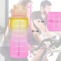 FLOOQ - Bouteille D'eau - Bouteille D'eau - Bouteille De Boisson De Sport - Grande Bouteille D'eau - Paille - 2 Litres - Étanche - Marquage Du Temps - Bouteille D'eau De Motivation - Or/ Rose -Dégustation Délicate 1200x1200 2191
