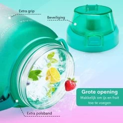 FLOOQ - Bouteille D'eau - Bouteille D'eau - Bouteille De Boisson De Sport - Grande Bouteille D'eau - Paille - 2 Litres - Étanche - Marquage Du Temps - Bouteille D'eau De Motivation - Or/ Rose -Dégustation Délicate 1200x1200 2192