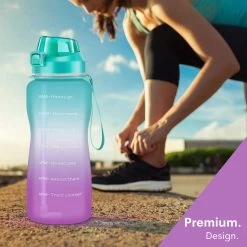 FLOOQ - Bouteille D'eau - Bouteille D'eau - Bouteille De Boisson De Sport - Grande Bouteille D'eau - Paille - 2 Litres - Étanche - Marquage Du Temps - Bouteille D'eau De Motivation - Or/ Rose -Dégustation Délicate 1200x1200 2194