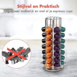 KitchenBrothers Porte-capsule Rotatif - Distributeur De Gobelets Et Support - 42 Capsules - Acier Inoxydable - Argent 14 KitchenBrothers Porte-capsule Rotatif - Distributeur De Gobelets Et Support - 42 Capsules - Acier Inoxydable - Argent -Dégustation Délicate 1200x1200 220