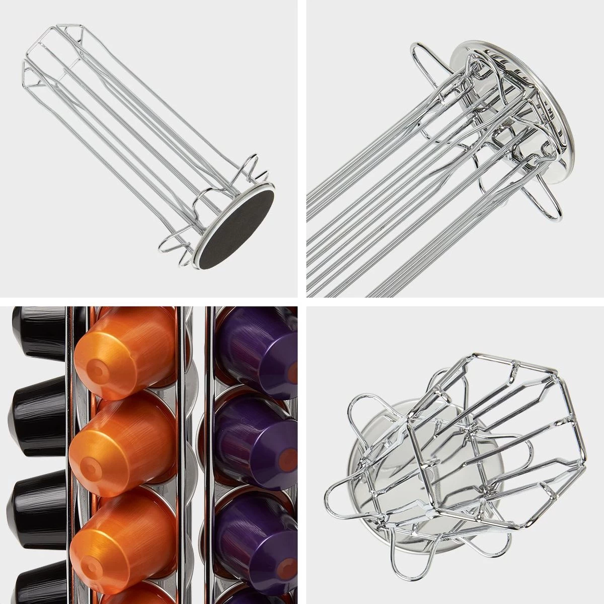 KitchenBrothers Porte-capsule Rotatif - Distributeur De Gobelets Et Support - 42 Capsules - Acier Inoxydable - Argent 8 KitchenBrothers Porte-capsule Rotatif - Distributeur De Gobelets Et Support - 42 Capsules - Acier Inoxydable - Argent – Image 6