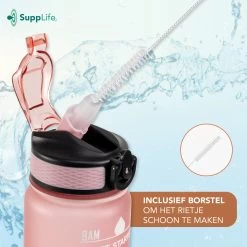Supplife Motivational Water Bottle - Gourde De 1 Litre - Gourde Avec Marqueur De Temps - Avec Paille - Adultes - Enfants - Or Rose - Brosse De Nettoyage Incluse 18 Supplife Motivational Water Bottle - Gourde De 1 Litre - Gourde Avec Marqueur De Temps - Avec Paille - Adultes - Enfants - Or Rose - Brosse De Nettoyage Incluse -Dégustation Délicate 1200x1200 2219