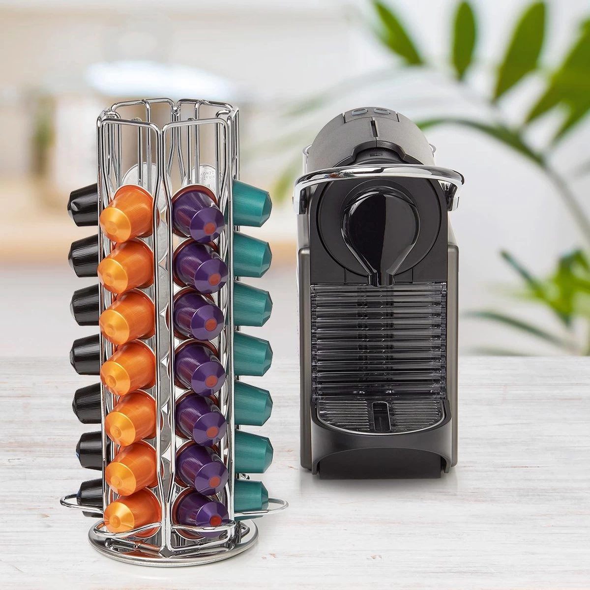 KitchenBrothers Porte-capsule Rotatif - Distributeur De Gobelets Et Support - 42 Capsules - Acier Inoxydable - Argent 9 KitchenBrothers Porte-capsule Rotatif - Distributeur De Gobelets Et Support - 42 Capsules - Acier Inoxydable - Argent – Image 7