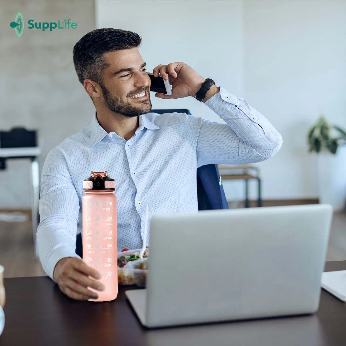 Supplife Motivational Water Bottle - Gourde De 1 Litre - Gourde Avec Marqueur De Temps - Avec Paille - Adultes - Enfants - Or Rose - Brosse De Nettoyage Incluse 10 Supplife Motivational Water Bottle - Gourde De 1 Litre - Gourde Avec Marqueur De Temps - Avec Paille - Adultes - Enfants - Or Rose - Brosse De Nettoyage Incluse – Image 8