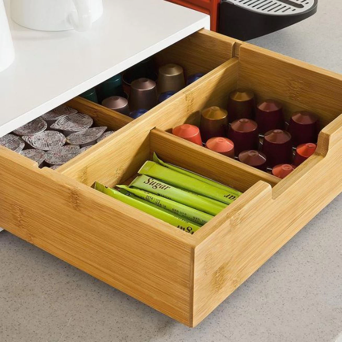 Porte-capsule Simpletrade - Boîte De Rangement - Antidérapant - Multifonctionnel - 4 Compartiments Intégrés - 30x9x31 Cm 4 Porte-capsule Simpletrade - Boîte De Rangement - Antidérapant - Multifonctionnel - 4 Compartiments Intégrés - 30x9x31 Cm – Image 2