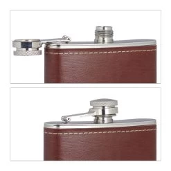 Relaxdays 10 X Flasque De Hanche 200 Ml - Acier Inoxydable Avec Simili Cuir - Pinson Plat Pour Les Déplacements -Dégustation Délicate 1200x1200 2242