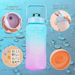 PTTP Motivation Gourde 2 Litres Blauw Violet - Sans BPA - Gourde Avec Paille - Gourde Avec Paille - Grande Gourde - Gourde 2 Litres - Bouteille De Sport - Bouteille De Sport Fitness - Carafe à Eau - Gallon - Bouteille Verseuse - Bouteilles D'eau -Dégustation Délicate 1200x1200 2248