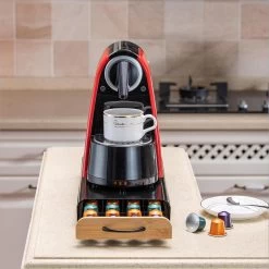 Porte-capsules De Luxe Avec Tiroir - Porte-capsules Et Tasses à Café Espresso - 40 Capsules - Acier Inoxydable - Noir Avec Bambou -Dégustation Délicate 1200x1200 228