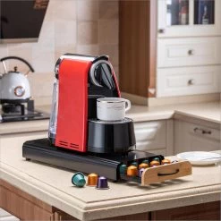 Porte-capsules De Luxe Avec Tiroir - Porte-capsules Et Tasses à Café Espresso - 40 Capsules - Acier Inoxydable - Noir Avec Bambou -Dégustation Délicate 1200x1200 229