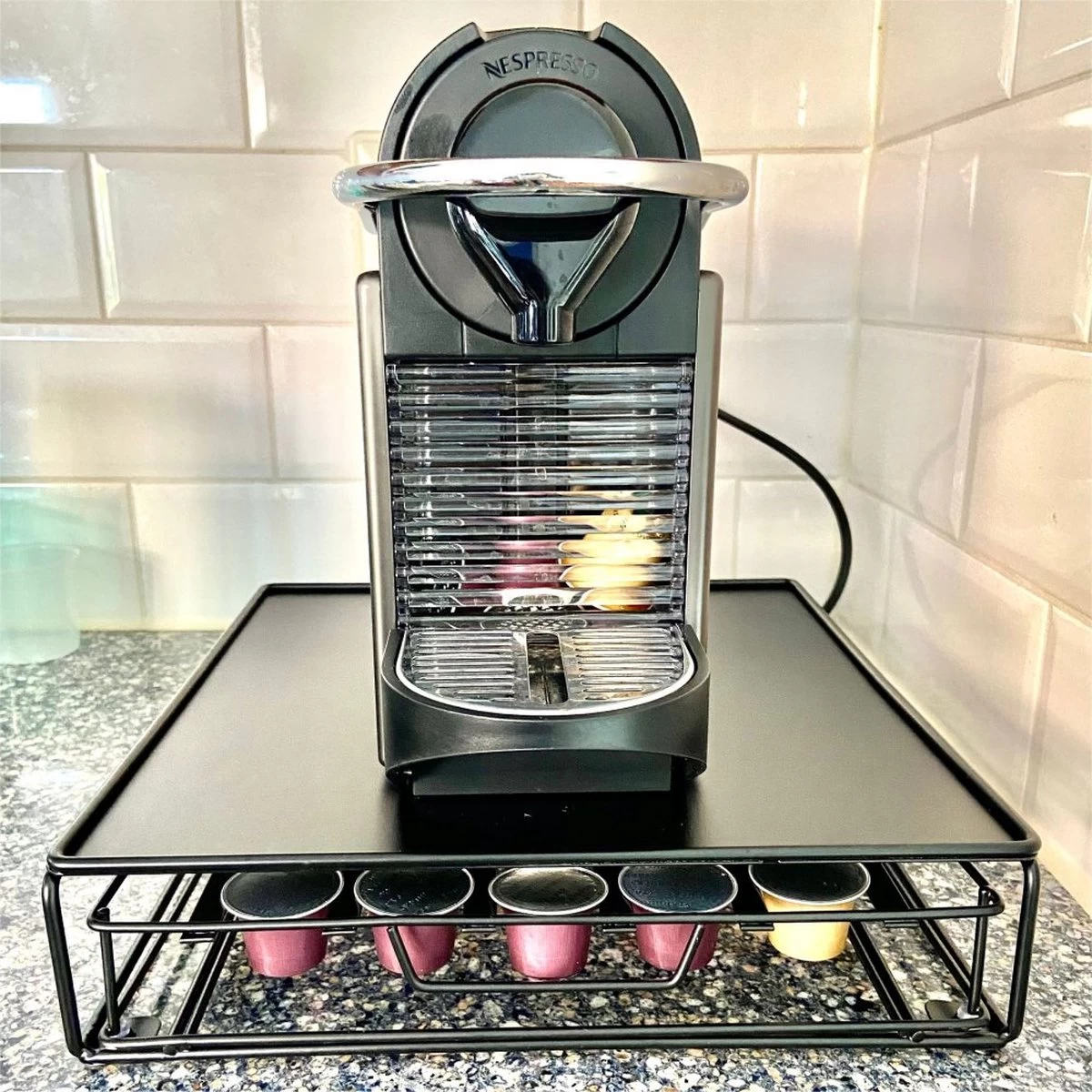 Melili Porte-Capsules Avec Tiroir-Suppholder- Tasses à Café -Acier Inoxydable - Porte-Gobelets Pour 40 - Zwart 6 Melili Porte-Capsules Avec Tiroir-Suppholder- Tasses à Café -Acier Inoxydable - Porte-Gobelets Pour 40 - Zwart – Image 4