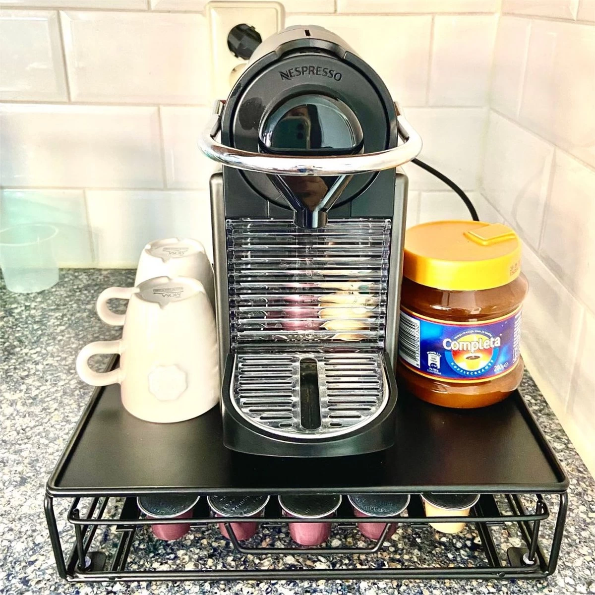 Melili Porte-Capsules Avec Tiroir-Suppholder- Tasses à Café -Acier Inoxydable - Porte-Gobelets Pour 40 - Zwart 7 Melili Porte-Capsules Avec Tiroir-Suppholder- Tasses à Café -Acier Inoxydable - Porte-Gobelets Pour 40 - Zwart – Image 5