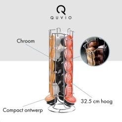 QUVIO Porte-capsules Pour Dolce Gusto - Porte-tasses Pour 18 Tasses De Dolce Gusto - Porte-capsules à Café - Chrome - Porte-café Et Support -Dégustation Délicate 1200x1200 260