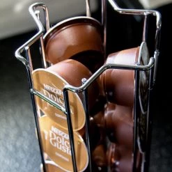 QUVIO Porte-capsules Pour Dolce Gusto - Porte-tasses Pour 18 Tasses De Dolce Gusto - Porte-capsules à Café - Chrome - Porte-café Et Support -Dégustation Délicate 1200x1200 264
