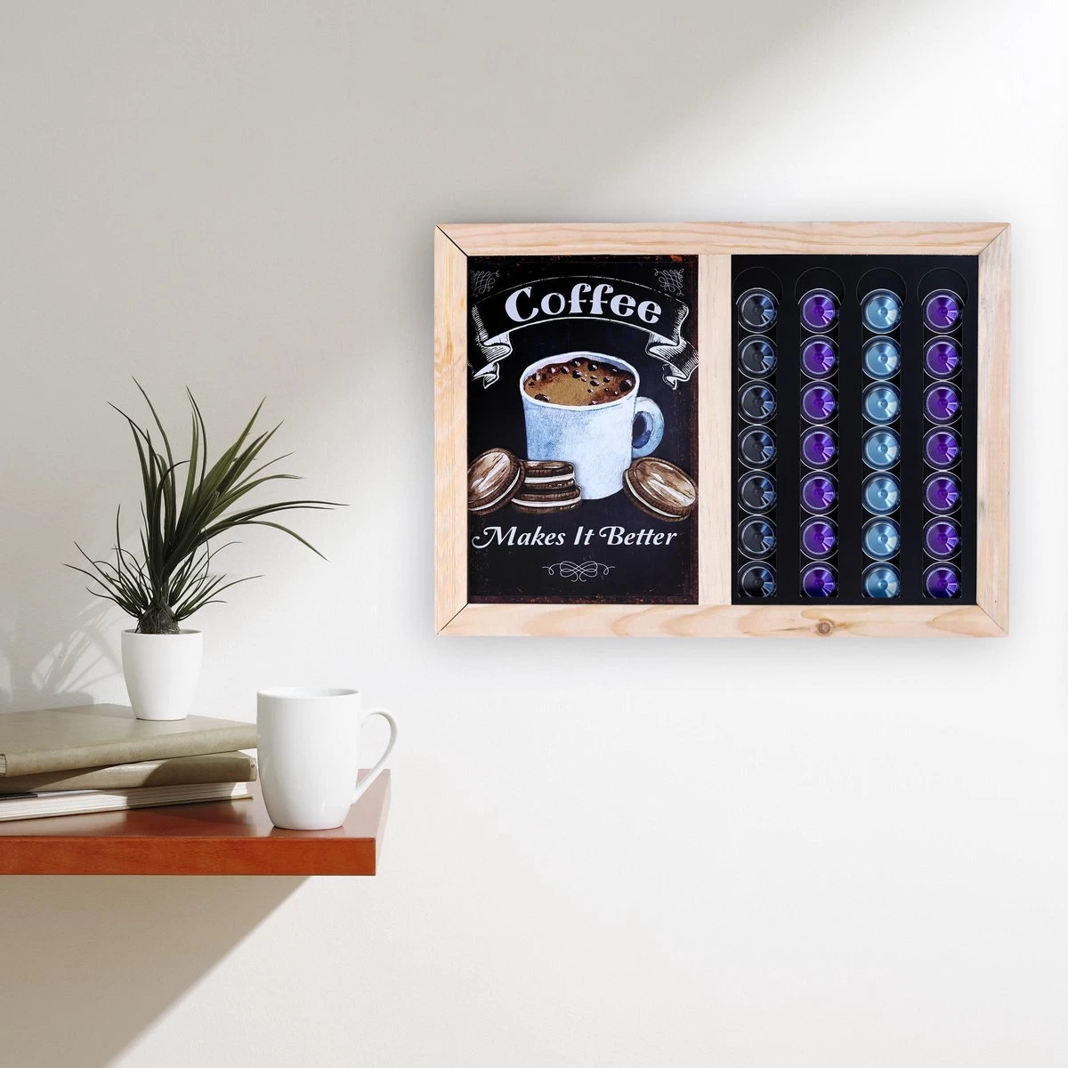 Industrial Living Porte-capsule Nespresso -Décoratif- Café-Porte-gobelet-28 Capsules-Mur- Tasses à Tasses à Café Bois- Zwart 6 Industrial Living Porte-capsule Nespresso -Décoratif- Café-Porte-gobelet-28 Capsules-Mur- Tasses à Tasses à Café Bois- Zwart – Image 4