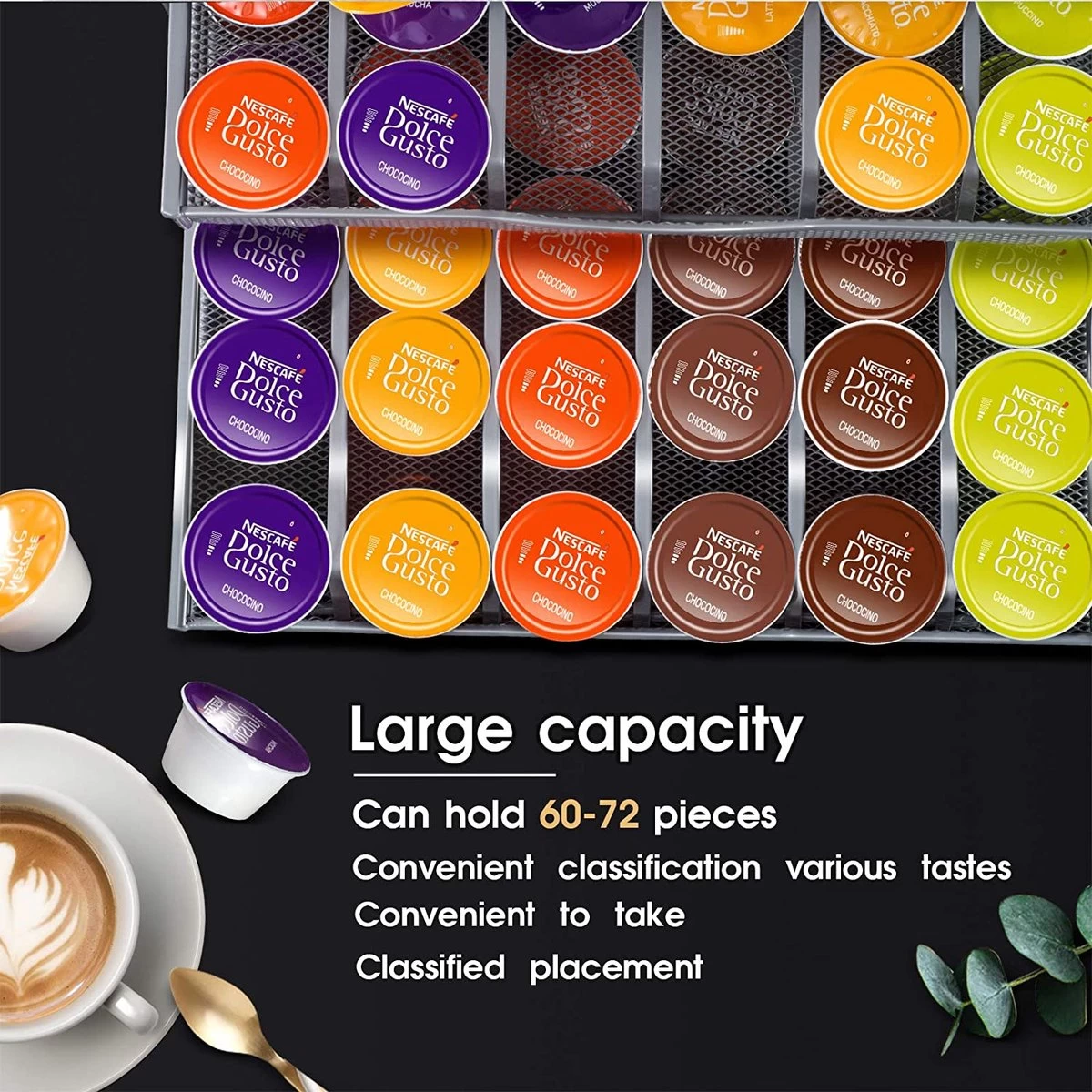 Porte-capsules Masthome Café Avec Tiroir Pour Capsules Dolce Gusto, Pour 72 Dosettes De Café, 1 Chiffon De Nettoyage Inclus 7 Porte-capsules Masthome Café Avec Tiroir Pour Capsules Dolce Gusto, Pour 72 Dosettes De Café, 1 Chiffon De Nettoyage Inclus – Image 5