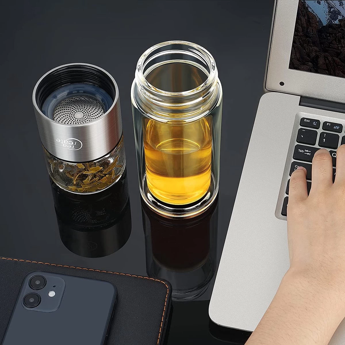 Tea Create Teaker 238 Ml Avec Couvercle, Bouteille De Thé Avec Passoire, Double Paroi Pour Une Tasse De Thé, Gourde, Verre Avec Passoire à Thé En Vrac 5 Tea Create Teaker 238 Ml Avec Couvercle, Bouteille De Thé Avec Passoire, Double Paroi Pour Une Tasse De Thé, Gourde, Verre Avec Passoire à Thé En Vrac – Image 3