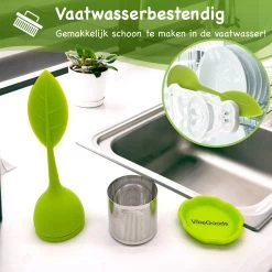 VibeGoods Infuseur à Thee - Passoire à Thee Passe Au Lave-vaisselle - Infuseur à Thee Pour Thee En Vrac Siliconen - Sans BPA - Vert -Dégustation Délicate 1200x1200 284