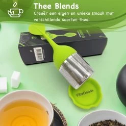 VibeGoods Infuseur à Thee - Passoire à Thee Passe Au Lave-vaisselle - Infuseur à Thee Pour Thee En Vrac Siliconen - Sans BPA - Vert -Dégustation Délicate 1200x1200 289