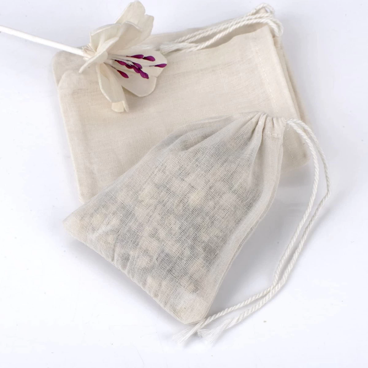 Repus - Sachets à Thé Réutilisables En Coton Bio - Set De 4 - Sachet à Thé/Sac à Herbes Avec Cordon - Lavable - 6 X 8 CM 6 Repus - Sachets à Thé Réutilisables En Coton Bio - Set De 4 - Sachet à Thé/Sac à Herbes Avec Cordon - Lavable - 6 X 8 CM – Image 4