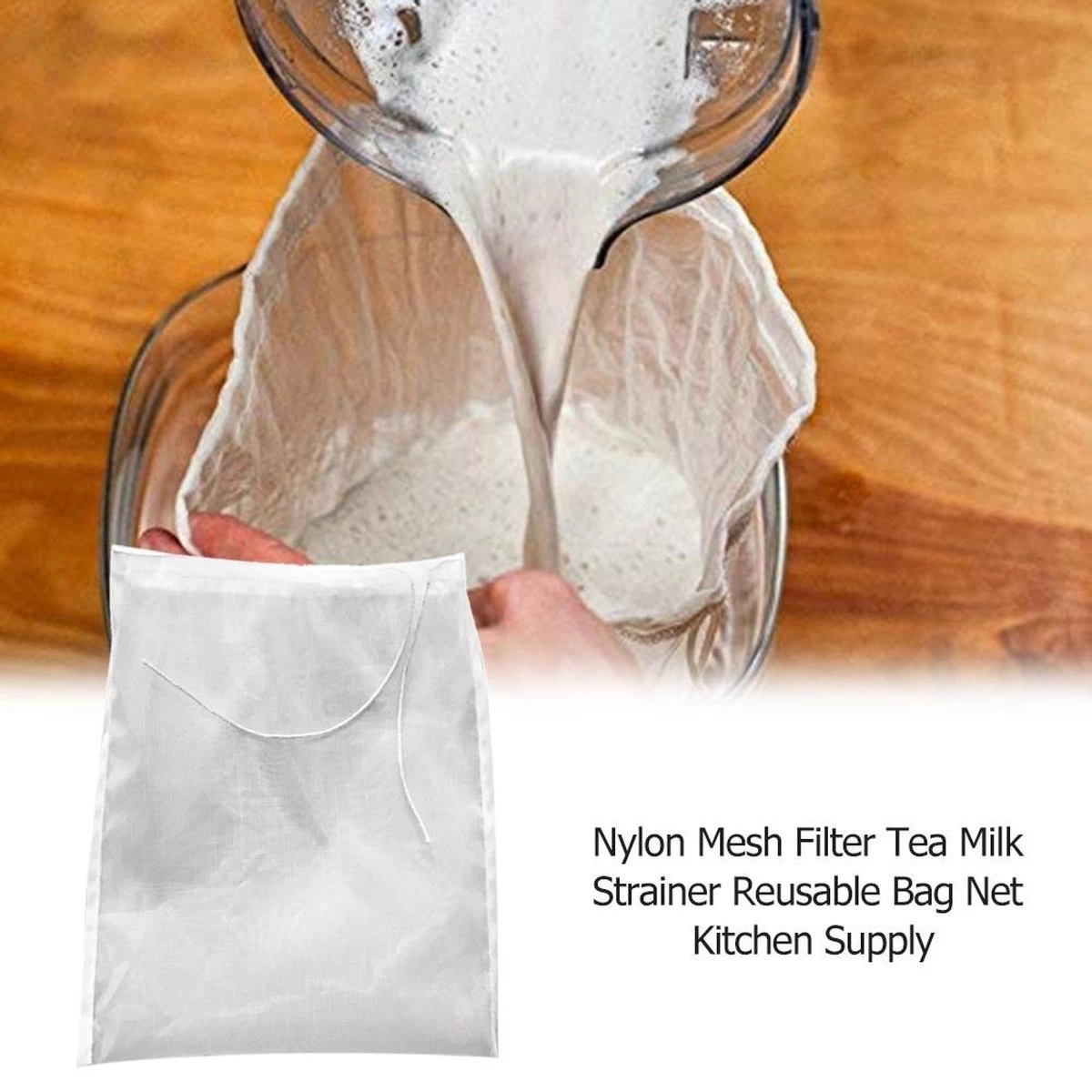 Sac Filtrant En Nylon Maillé - Réutilisable - Thee , Vin , Lait De Soja - Passoire Nourriture - Utilitaires De Cuisine - 7 Sac Filtrant En Nylon Maillé - Réutilisable - Thee , Vin , Lait De Soja - Passoire Nourriture - Utilitaires De Cuisine - – Image 5