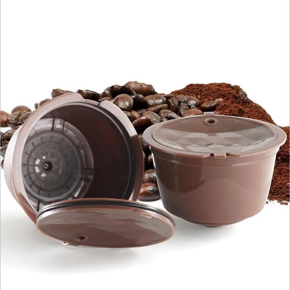 Filtre à Capsules De Café TDR Cup-4 Filtre à Capsules Rechargeable Avec Cuillère Et Brosse Pour Machines à Café DOLCE GUSTO - Marron 6 Filtre à Capsules De Café TDR Cup-4 Filtre à Capsules Rechargeable Avec Cuillère Et Brosse Pour Machines à Café DOLCE GUSTO - Marron – Image 4