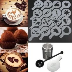 Set' écarteurs à Cappuccino / Cacao En Acier Inoxydable - Avec Modèles De Café / Cacao Et Cuillère à Tools Barista 12 Set' écarteurs à Cappuccino / Cacao En Acier Inoxydable - Avec Modèles De Café / Cacao Et Cuillère à Tools Barista -Dégustation Délicate 1200x1200 369