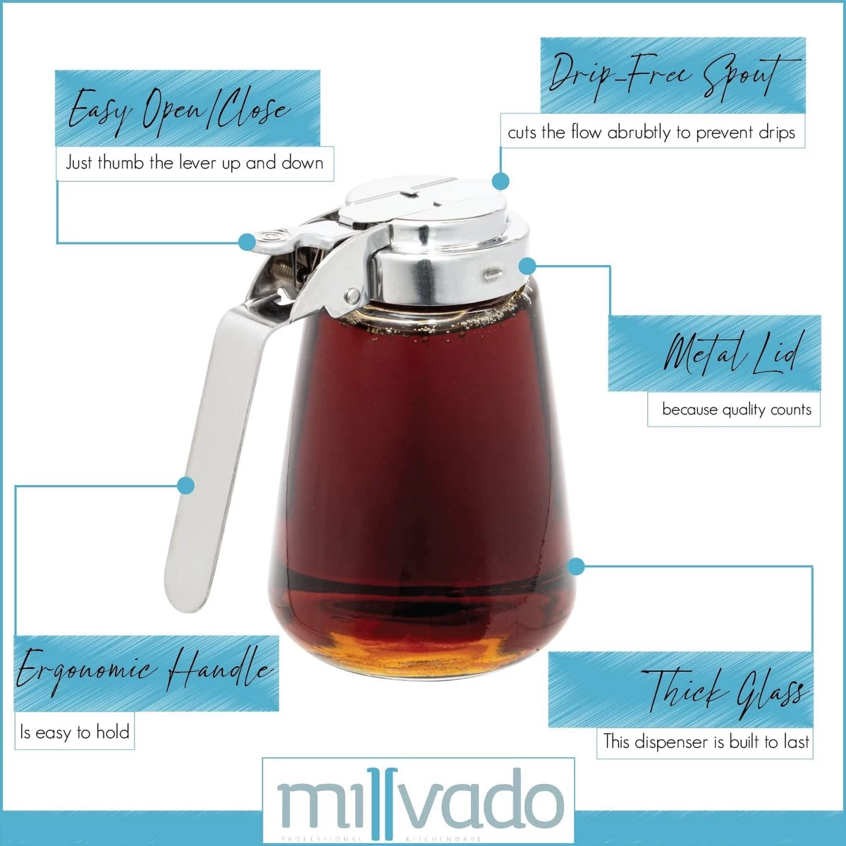 Distributeur De Sucre/sirop Millvado - Sucrier - Sucrier/pichet De Sirop Pour La Maison Et L'hôtellerie 4 Distributeur De Sucre/sirop Millvado - Sucrier - Sucrier/pichet De Sirop Pour La Maison Et L'hôtellerie – Image 2