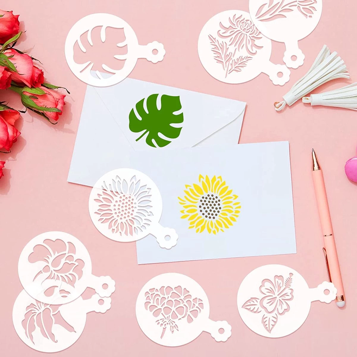 BOTC Cappuccino Template - 30 Tools Barista Réutilisables/ Fleurs - Tools DIY Stencil Cookie Barista Pour Chocolat Hot /Cupcake/ Cappuccino Décoration - 9.7x7CM) 10 BOTC Cappuccino Template - 30 Tools Barista Réutilisables/ Fleurs - Tools DIY Stencil Cookie Barista Pour Chocolat Hot /Cupcake/ Cappuccino Décoration - 9.7x7CM) – Image 8