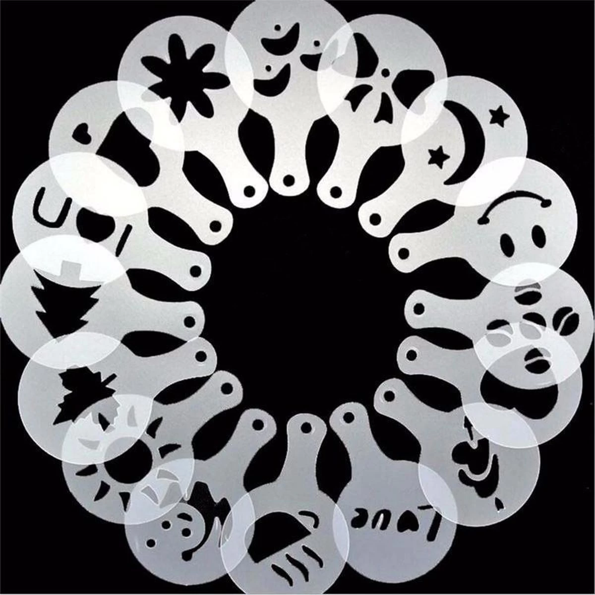 WiseGoods Épandeur De Cacao De Luxe - Barista - Modèle Cappuccino - Café - Décoration De Dessert - Set D'épandeur De Cacao - 16 Pochoirs 10 WiseGoods Épandeur De Cacao De Luxe - Barista - Modèle Cappuccino - Café - Décoration De Dessert - Set D'épandeur De Cacao - 16 Pochoirs – Image 8