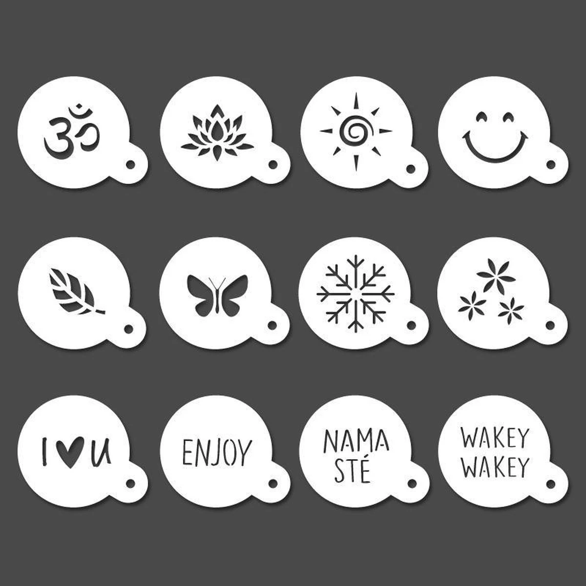 Pochoir Café QBIX - Modèle Cappuccino - Ensemble De Pochoirs Barista Réutilisable - Modèles Cacao - 12 Pièces - Yoga, Nature Et Bonnes Vibrations 5 Pochoir Café QBIX - Modèle Cappuccino - Ensemble De Pochoirs Barista Réutilisable - Modèles Cacao - 12 Pièces - Yoga, Nature Et Bonnes Vibrations – Image 3