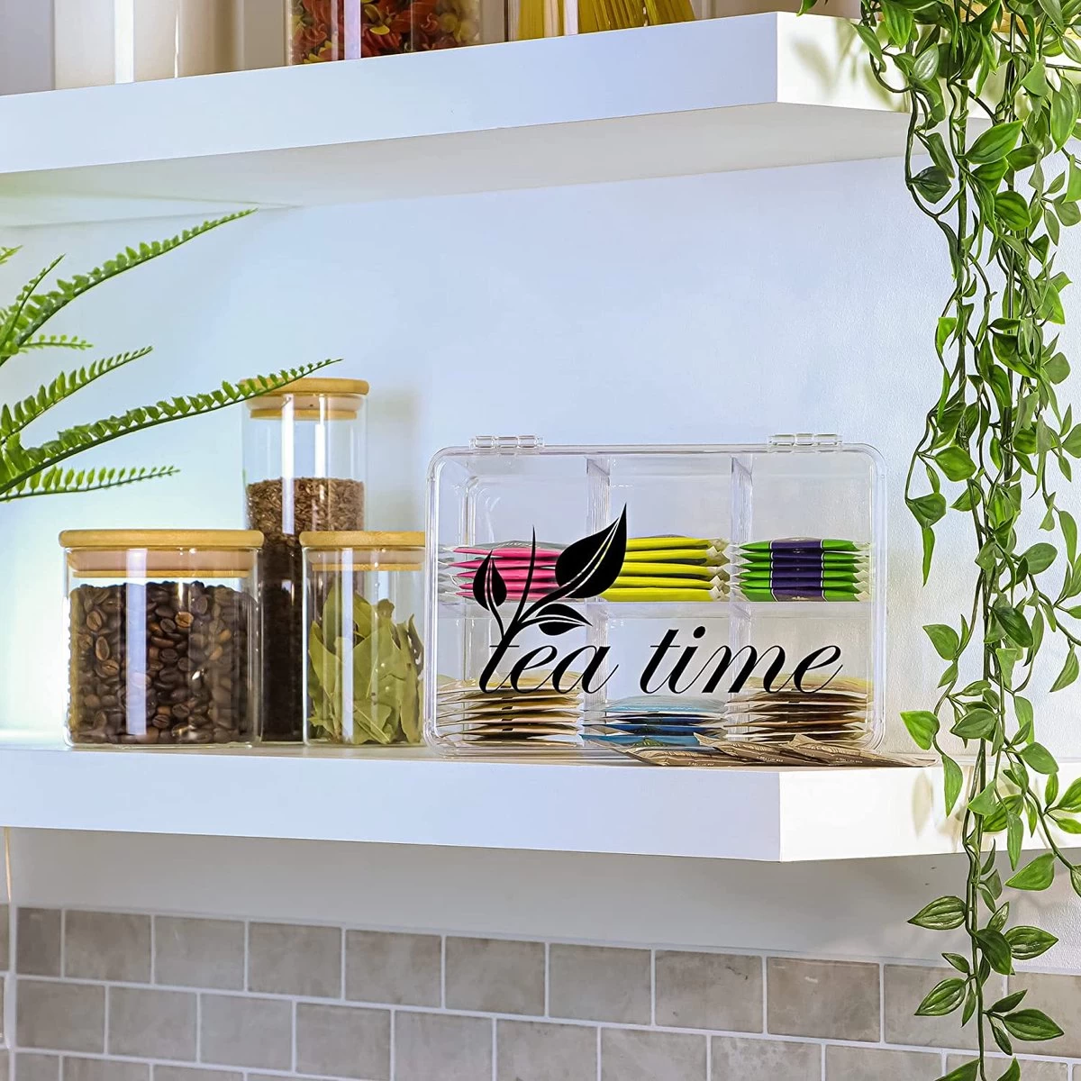 2x Boîte De Rangement Pour Thé Et Sachets De Thé - Boîte à Thé En Plastique Transparent Avec 6 Compartiments - Boîte à Thé Pour Le Stockage Du Thé 4 2x Boîte De Rangement Pour Thé Et Sachets De Thé - Boîte à Thé En Plastique Transparent Avec 6 Compartiments - Boîte à Thé Pour Le Stockage Du Thé – Image 2