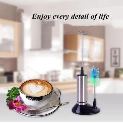 TDR - Mousseur à Lait électrique - Acier Inoxydable - Fonctionne Sur Batterie - Avec Brosse De Nettoyage -Dégustation Délicate 1200x1200 517