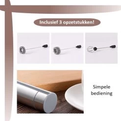Mousseur à Lait électrique - Mousseur à Lait Manuel - Mousseur à Lait - Mousseur - Sans Fil - Acier Inoxydable - Argent -Dégustation Délicate 1200x1200 529