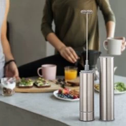 Mousseur à Lait électrique - Mousseur à Lait Manuel - Mousseur à Lait - Mousseur - Sans Fil - Acier Inoxydable - Argent -Dégustation Délicate 1200x1200 538