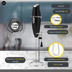 Mousseur à Lait Et Batteur à œufs VESFY Kitchen 2 En 1 Avec Support - Incl. Batteries - Mousseur à Lait Manuel - Mousseur à Lait électrique 12 Mousseur à Lait Et Batteur à œufs VESFY Kitchen 2 En 1 Avec Support - Incl. Batteries - Mousseur à Lait Manuel - Mousseur à Lait électrique -Dégustation Délicate 1200x1200 541