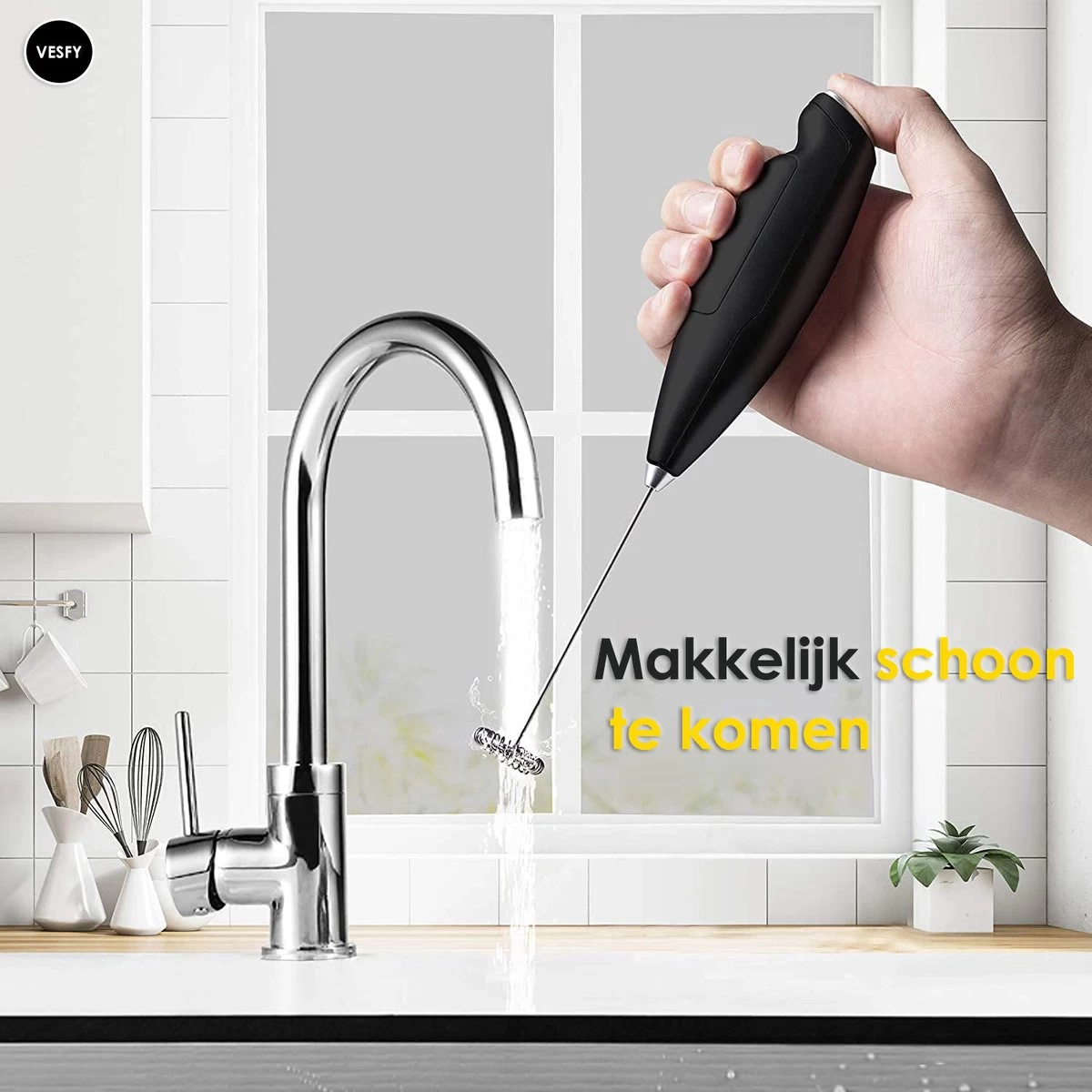 Mousseur à Lait Et Batteur à œufs VESFY Kitchen 2 En 1 Avec Support - Incl. Batteries - Mousseur à Lait Manuel - Mousseur à Lait électrique 7 Mousseur à Lait Et Batteur à œufs VESFY Kitchen 2 En 1 Avec Support - Incl. Batteries - Mousseur à Lait Manuel - Mousseur à Lait électrique – Image 5