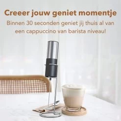 DOWO® - Mousseur à Lait électrique - Mousseur à Lait Manuel - Piles Incluses - Mousseur à Lait - Mousseur à Lait - Zwart & Argent - Acier Inoxydable -Dégustation Délicate 1200x1200 602