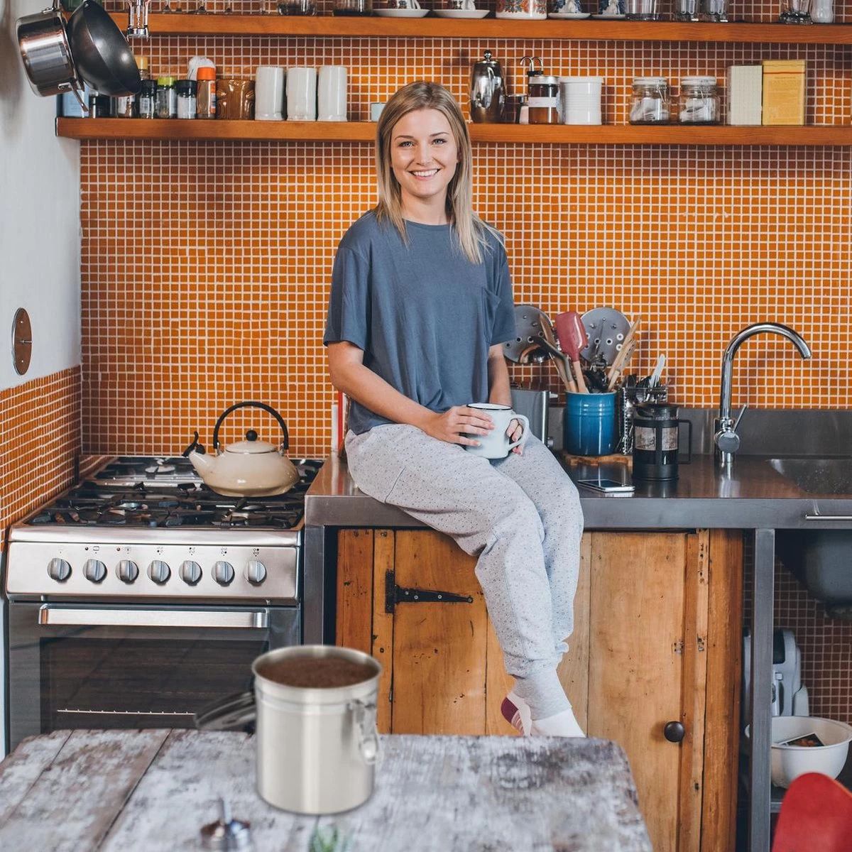 Récipient De Stockage Relaxdays Café - Boîte à Café - Hermétique - Récipient à Café - Argent - Métal Petit 5 Récipient De Stockage Relaxdays Café - Boîte à Café - Hermétique - Récipient à Café - Argent - Métal Petit – Image 3